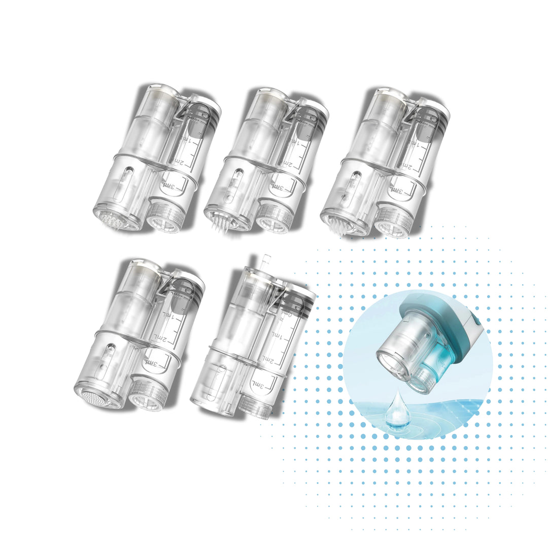 Detalle de cartucho de agujas del dispositivo dermapen Dr. Pen H6 para microneedling facial
