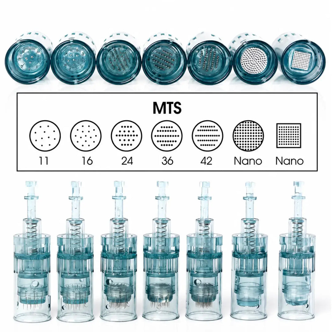 Cartuchos MTS para Dr. Pen M8 disponibles en 11, 16, 24, 36, 42 agujas y Nano.