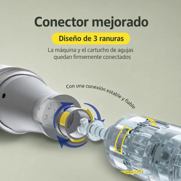 Conector mejorado de Dr. Pen M8 con diseño de 3 ranuras para una conexión estable con los cartuchos de agujas.