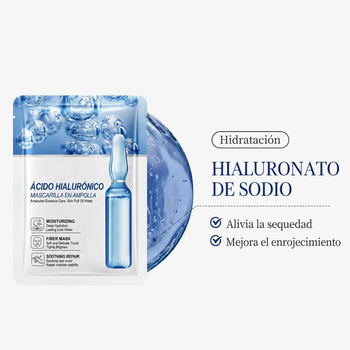 Mascarilla Facial con Ácido Hialurónico Hidratante (10 Unidades)