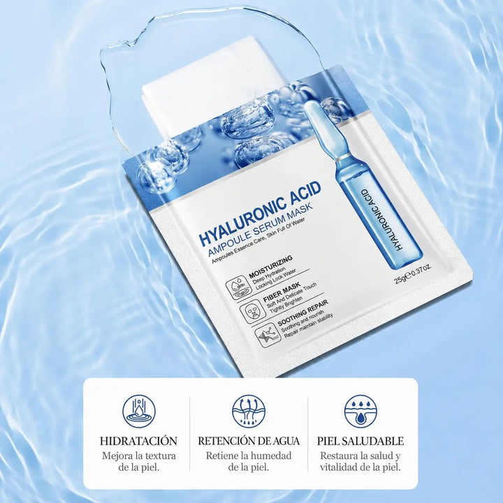 Mascarilla Facial con Ácido Hialurónico Hidratante (10 Unidades)