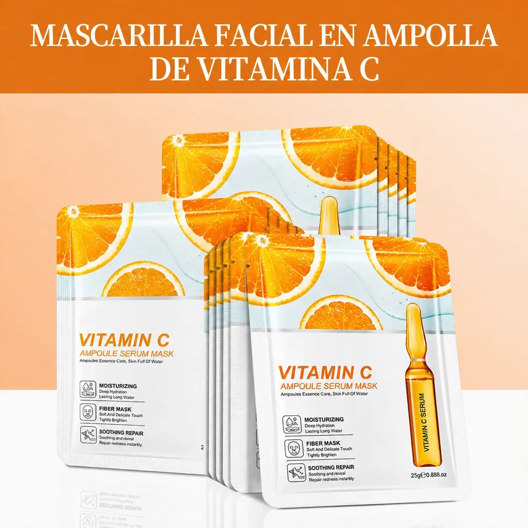 Mascarilla Facial de Vitamina C Hidratante y Luminosidad (10 Unidades)