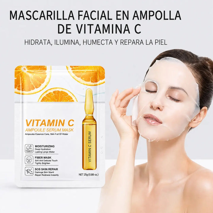 Mascarilla Facial de Vitamina C Hidratante y Luminosidad (10 Unidades)