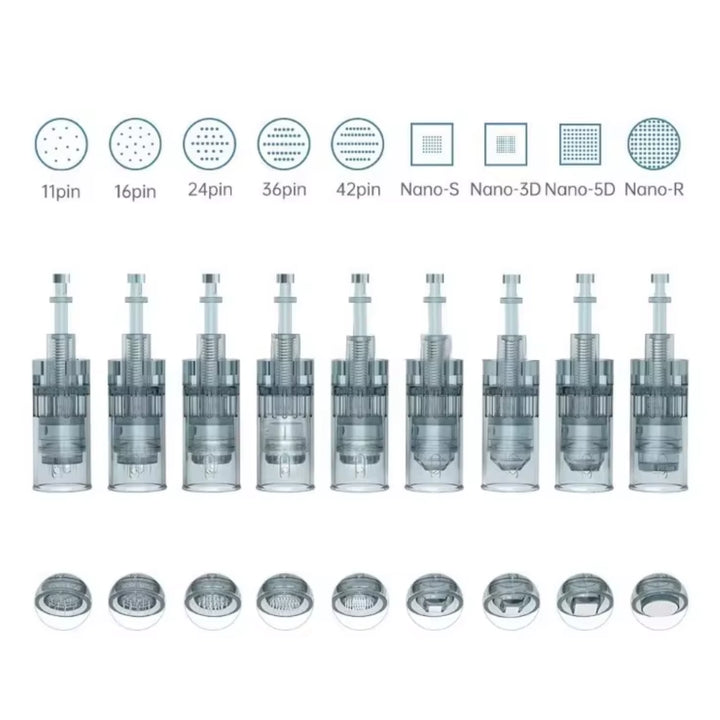 Set de cartuchos surtidos Dr. Pen compatibles con modelos M8 y M7 para tratamientos de microneedling facial